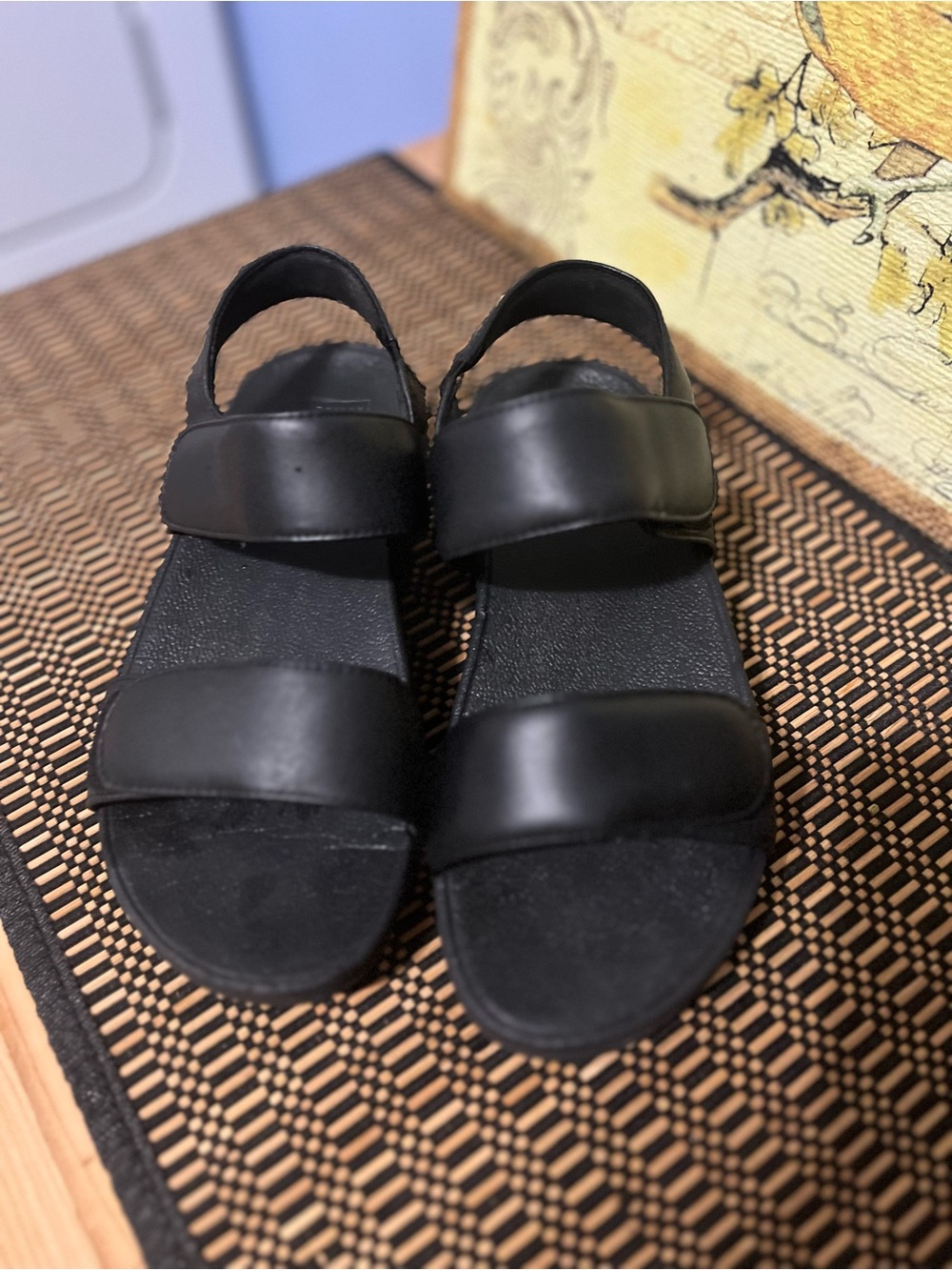 Fitflop Black Leather Double-Strap Sandals